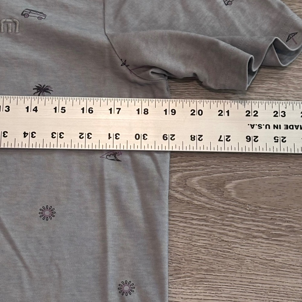 Travis Mathew Polo Shirt Mens Small Gray Beach Print AOP‎ Golf Casual Preppy - Picture 6 of 8